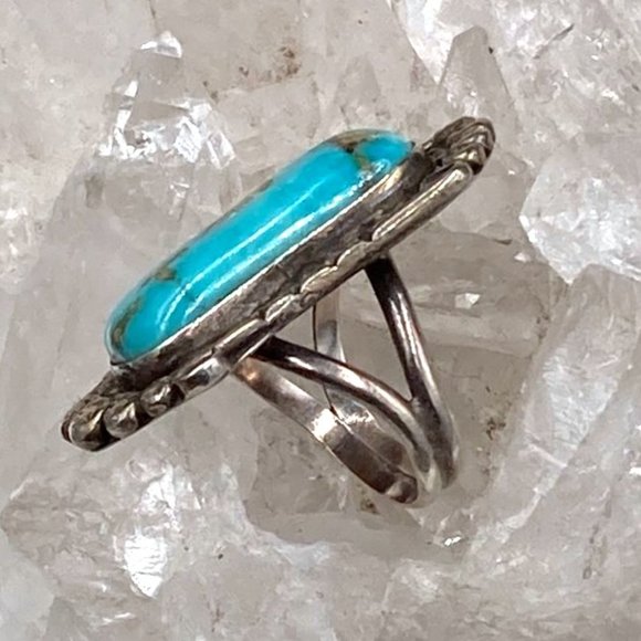 Vintage Native American Sterling Turquoise Ring - Picture 8 of 9
